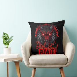 Stylized Red Wolf | Mächtige dunkle Howl Art Kissen