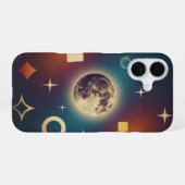 Stylized Retro Moon Design iPhone 16 Hülle (Rückseite (Horizontal))