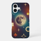 Stylized Retro Moon Design iPhone 16 Hülle (Rückseite)