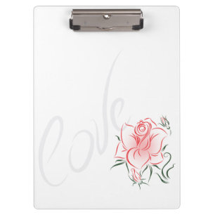 Stylized Rote Rose und Liebe Klemmbrett