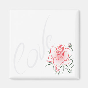 Stylized Rote Rose und Liebe Magnet