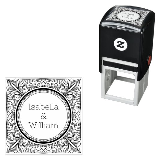 Stylized Scrollwork Couple Self-Inking Stamp Permastempel (Beispiel)