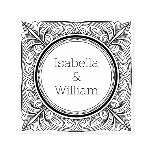 Stylized Scrollwork Couple Self-Inking Stamp Permastempel (Design)