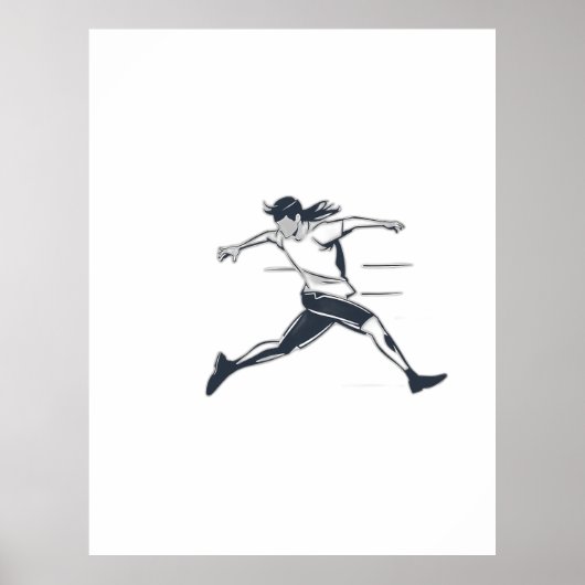 Stylized Silhouette of a Person Running Fast Poster (Vorne)