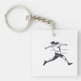 Stylized Silhouette of a Person Running Fast Schlüsselanhänger