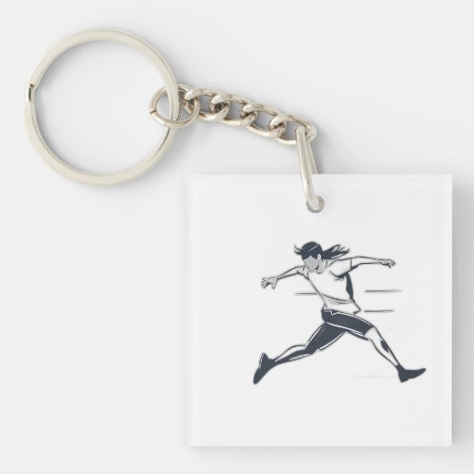 Stylized Silhouette of a Person Running Fast Schlüsselanhänger (Vorderseite)