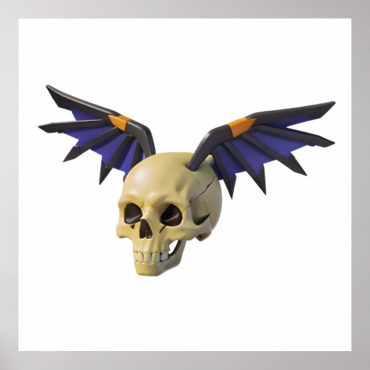 Stylized Skull with Angular Colorful Wings Poster (Vorne)