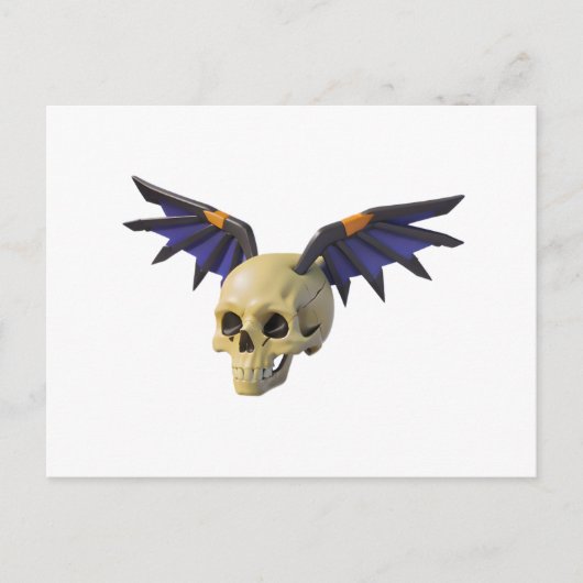 Stylized Skull with Angular Colorful Wings Postkarte (Vorderseite)