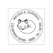Stylized Sleeping Fox Round Address 3 Gummistempel (Prägung)
