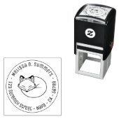 Stylized Sleeping Fox Round Address 3 Permastempel (Beispiel)