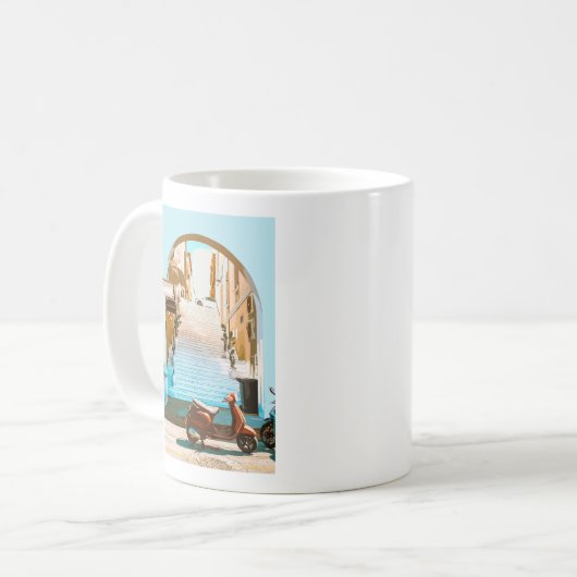 Stylized Summer Coastal Staircase Architecture Kaffeetasse (Vorderseite Links)