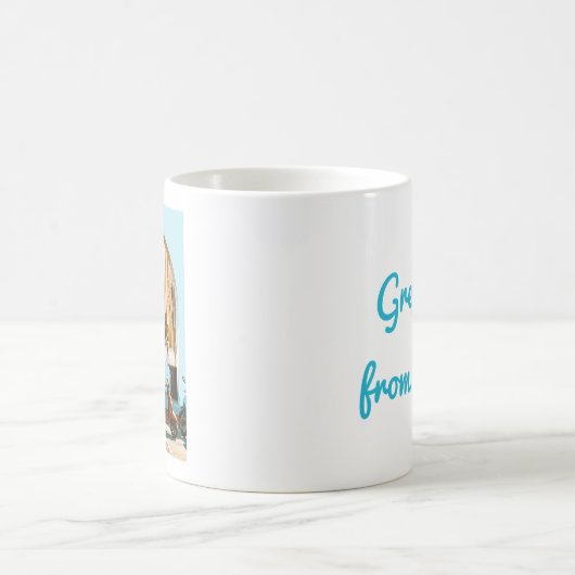 Stylized Summer Coastal Staircase Architecture Kaffeetasse (Mittel)