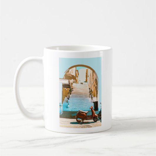Stylized Summer Coastal Staircase Architecture Kaffeetasse (Links)