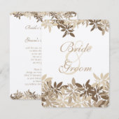 Stylized TAN- und BrownblumenBlätter Einladung (Vorne/Hinten)