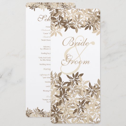 Stylized TAN- und BrownblumenBlätter-Zeitplan Einladung (Vorne/Hinten)