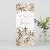 Stylized TAN- und BrownblumenBlätter-Zeitplan Einladung (Stehend Vorderseite)