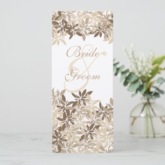 Stylized TAN- und BrownblumenBlätter-Zeitplan Einladung (Stehend Vorderseite)