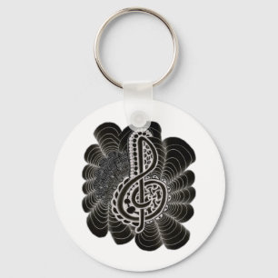 Stylized White on Black Treble Schlüssel Music Doo Schlüsselanhänger