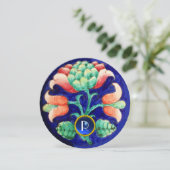 STYLIZIERTE BLUME / PINK GREEN BLUE GEM MONOGRAM EINLADUNG (Stehend Vorderseite)