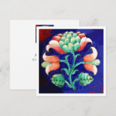 STYLIZIERTE BLUME/PINK RED GREEN ORANGE BLUE FLORA EINLADUNG (Vorne/Hinten)