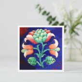 STYLIZIERTE BLUME/PINK RED GREEN ORANGE BLUE FLORA EINLADUNG (Stehend Vorderseite)