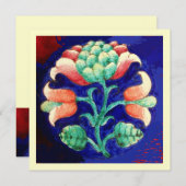 STYLIZIERTE BLUME/PINK RED GREEN ORANGE BLUE FLORA EINLADUNG (Vorne/Hinten)