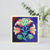 STYLIZIERTE BLUME/PINK RED GREEN ORANGE BLUE FLORA EINLADUNG (Stehend Vorderseite)