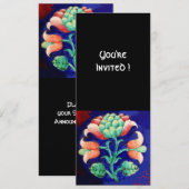 STYLIZIERTE BLUME/PINK RED GREEN ORANGE BLUE FLORA EINLADUNG (Vorne/Hinten)