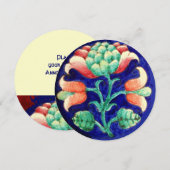 STYLIZIERTE BLUME/PINK RED GREEN ORANGE BLUE FLORA EINLADUNG (Vorne/Hinten)