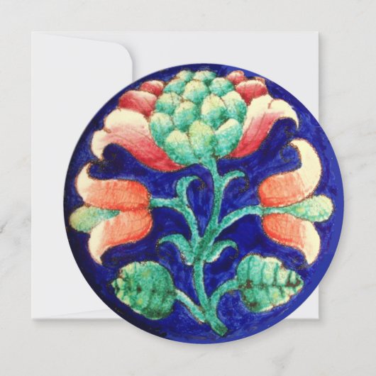 STYLIZIERTE BLUME/PINK RED GREEN ORANGE BLUE FLORA EINLADUNG (Vorderseite)