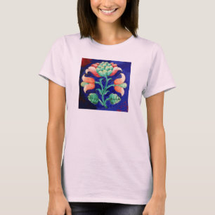 STYLIZIERTE BLUME / ROTES PINK GREEN BLUE FLORAL T-Shirt