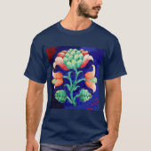 STYLIZIERTE BLUME / ROTES PINK GREEN BLUE FLORAL T-Shirt (Vorderseite)