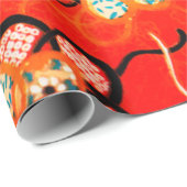 STYLIZIERTE BLUME, SCHWARZ-WEISSE RIBONS, HELL ROT GESCHENKPAPIER (Rolleneckpunkt)