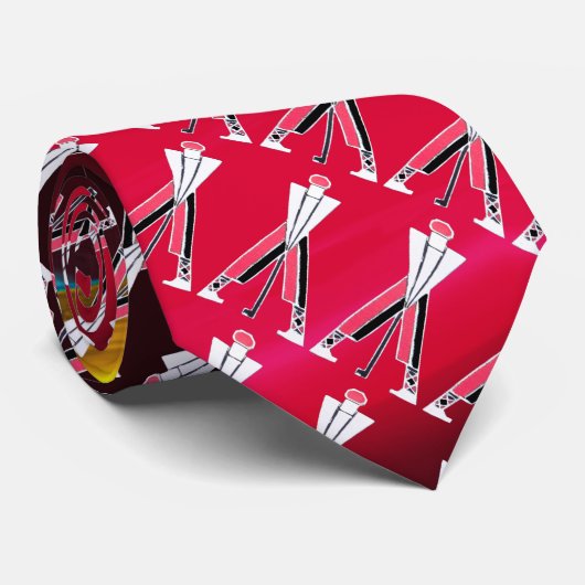 STYLIZIERTE, WEISSE, ROTE BURGUNDY GOLFER, GOLFSPI KRAWATTE (Gerollt)