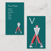 STYLIZIERTER BLAUE RED GOLFER, GOLFINSTRUCTOR-MONO VISITENKARTE (Vorne/Hinten)