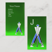 STYLIZIERTER BLAUER GOLFER, GOLFINSTRUCTOR-MONOGRA VISITENKARTE (Vorne/Hinten)