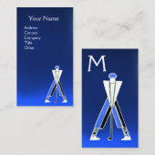 STYLIZIERTER BLAUER GOLFER, GOLFINSTRUCTOR-MONOGRA VISITENKARTE (Vorne/Hinten)