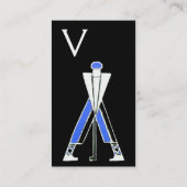 STYLIZIERTER BLAUER GOLFER, GOLFINSTRUCTOR-MONOGRA VISITENKARTE (Rückseite)