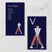 STYLIZIERTER GOLFER,GOLFINSTRUCTOR ROTES BLUE MONO VISITENKARTE (Vorne/Hinten)