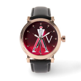 STYLIZIERTER ROTER BURGUNDY GOLFER, GOLFSPIELERMON ARMBANDUHR