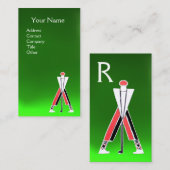 STYLIZIERTER ROTER GOLFER, GOLF INSTRUCTOR MONOGRA VISITENKARTE (Vorne/Hinten)