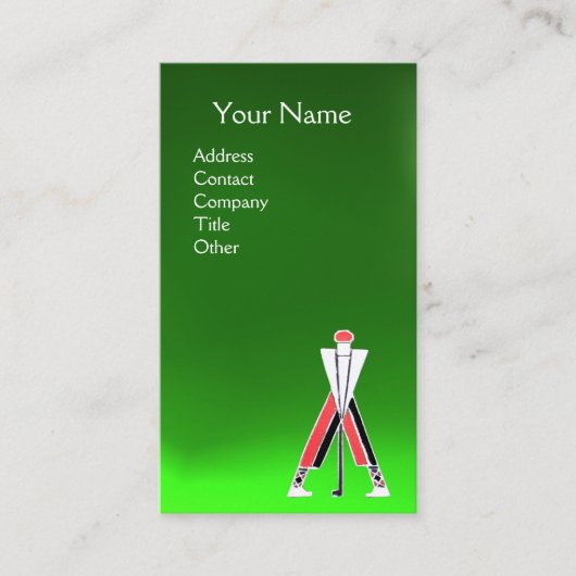 STYLIZIERTER ROTER GOLFER, GOLF INSTRUCTOR MONOGRA VISITENKARTE (Vorderseite)