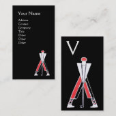 STYLIZIERTER ROTER GOLFER, GOLFINSTRUCTOR-MONOGRAM VISITENKARTE (Vorne/Hinten)