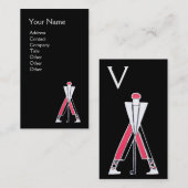 STYLIZIERTER ROTER GOLFER, GOLFINSTRUCTOR-MONOGRAM VISITENKARTE (Vorne/Hinten)