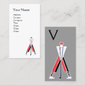 STYLIZIERTER ROTER GOLFER,GOLFINSTRUCTOR-MONOGRAMM VISITENKARTE (Vorne/Hinten)