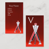 STYLIZIERTES ROTES GOLFER-, GOLFINSTRUCTOR-MONOGRA VISITENKARTE (Vorne/Hinten)