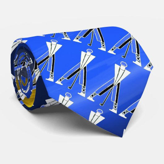 STYLIZISIERTE, WEISSE BLAUE GOLFER,GOLFSPIELER KRAWATTE (Gerollt)