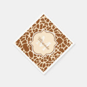 Stylsih Brown Giraffe Print Monogram und Name Serviette (Ecke)