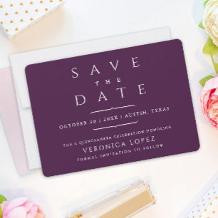 Stylvoll Elegant Klassisch Dunkelviolett Quinceañe Save The Date