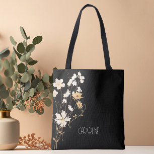 Stylvoll Elegant Schwarze Blumen Boho Cute Tasche